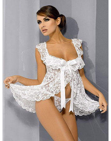 Floral white lace babydoll